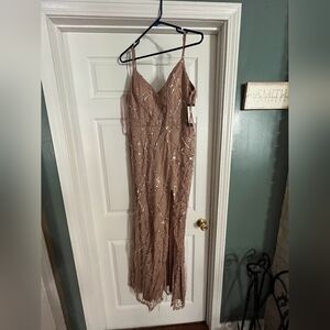 Gold Sequin Ruffled Gown for Weddings